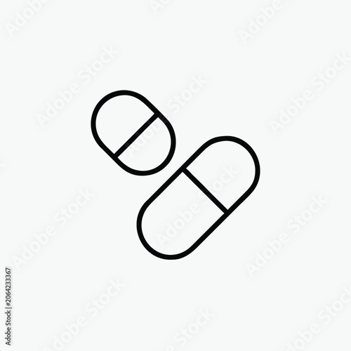 pill line art icon silhoutte vector template