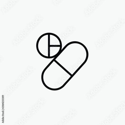 pill line art icon silhoutte vector template