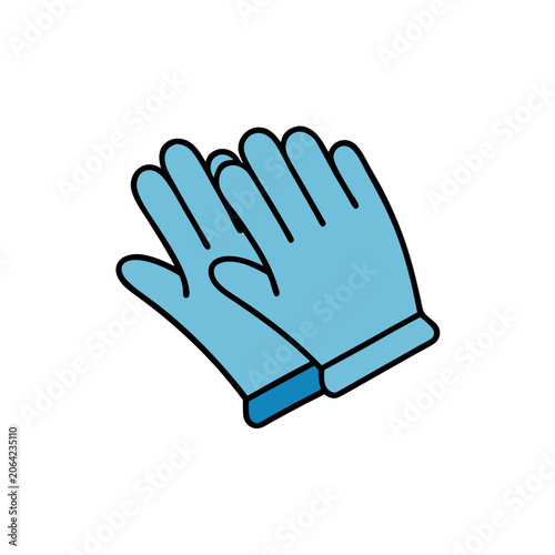 Pair of Blue Protective Gloves Isolated on White Background Minimalist Design
