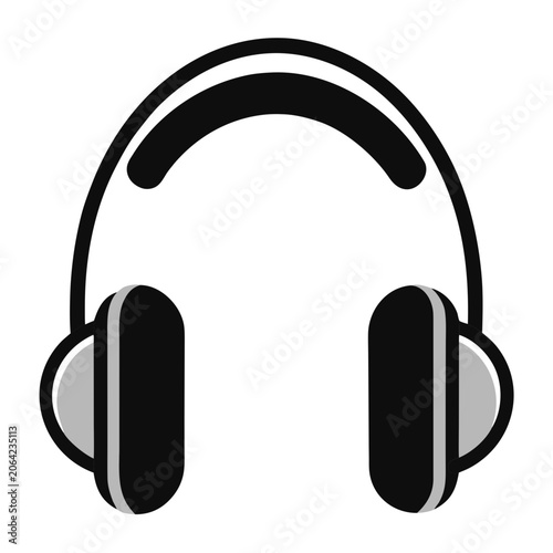 Black Over-Ear Headphones Isolated on White Background Minimalist Design