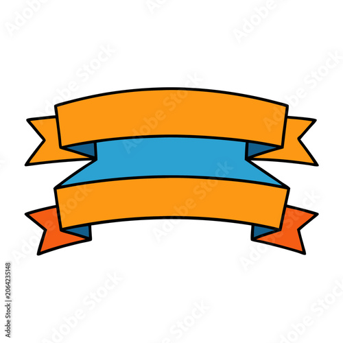 Golden Award Ribbon with Blue Center on Isolated Background Vector Illustration
