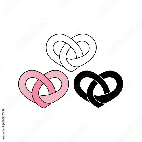 Hand Drawn Intertwined Hearts Illustration in Minimalist Line Art Style