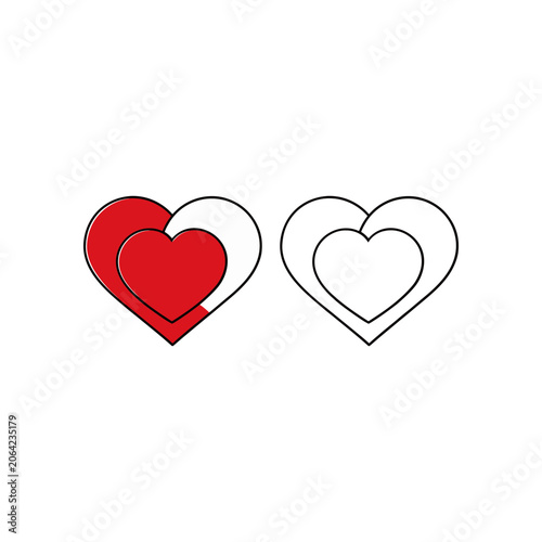 Hand Drawn Love Hearts Pair Illustration Minimalist Valentine Romance Concept