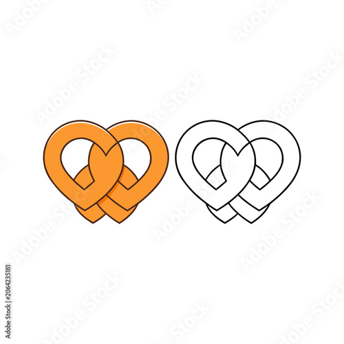 Intertwined Hearts Symbolizing Love and Unity in Minimalist Line Art Style