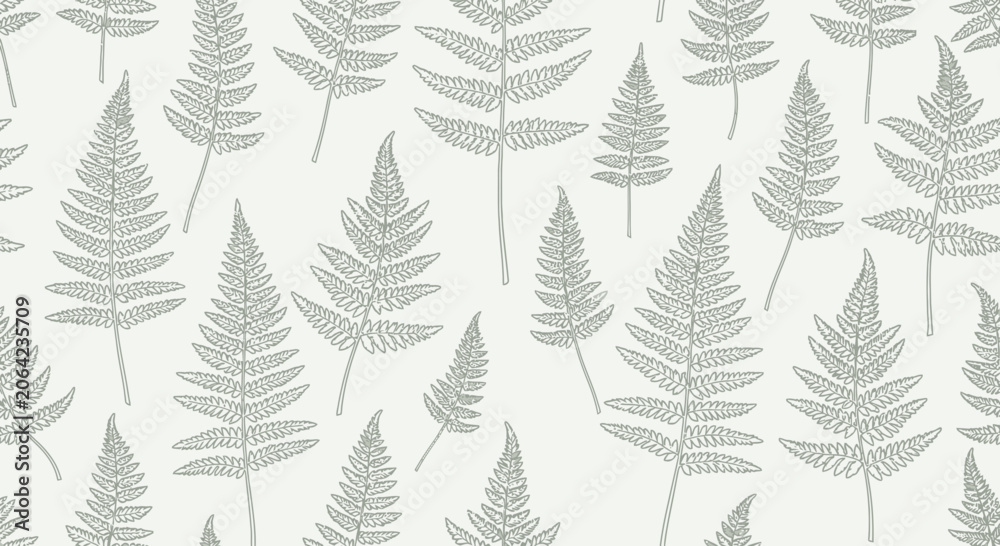 Obraz premium Fern leaves pattern on cream background for textile and wallpaper design