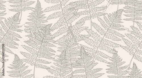 Fern leaves pattern illustration with neutral colors and organic design