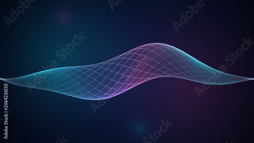 Fotografie Flowing digital grid wave symbolizing modern connectivity, data flow, and abstra