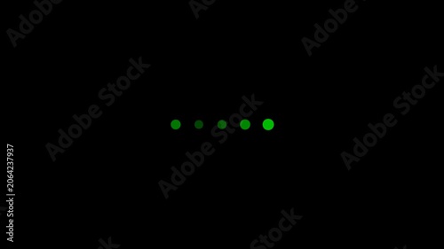 Minimalist green loading dots animation on animation black background, for ui ux