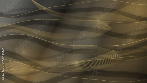 Abstract Golden Flowing Waves on Elegant Dark Gradient Background Symbolizing Sophisticated Digital Luxury and Minimalism