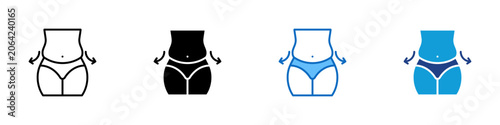 Slika na platnu Abdominal Obesity Multiple Style Icon Design Vector - Abdomen with waist arrows