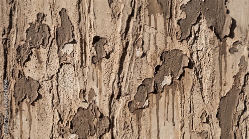 Aged Peeling Bark Decorative Plaster Wall Texture — Beige Taupe Distressed Corteccia Effect with Organic Flaking, 8K