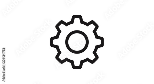 Bold black gear cog icon with thick outlines.