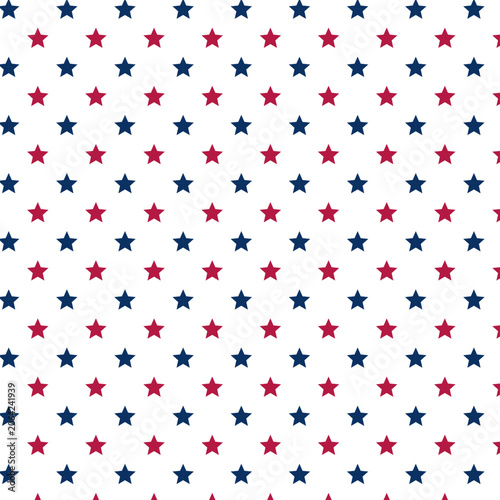 Patriotic Red and Blue Stars Seamless Pattern Background