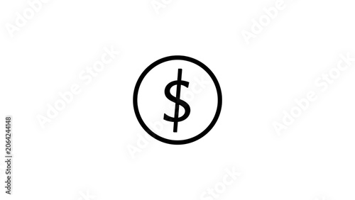 Minimalist Dollar Coin Symbol Line Icon for Financial Transactions and Business Banking Applications