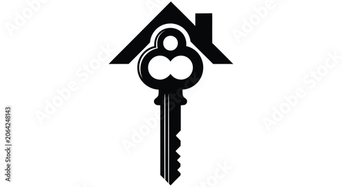 Foto House shaped key silhouette against a white background a symbol of homeownership