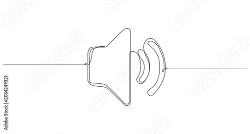 One line drawing of audio, music and volume control. Sound technology concept. single line art vector illustration.