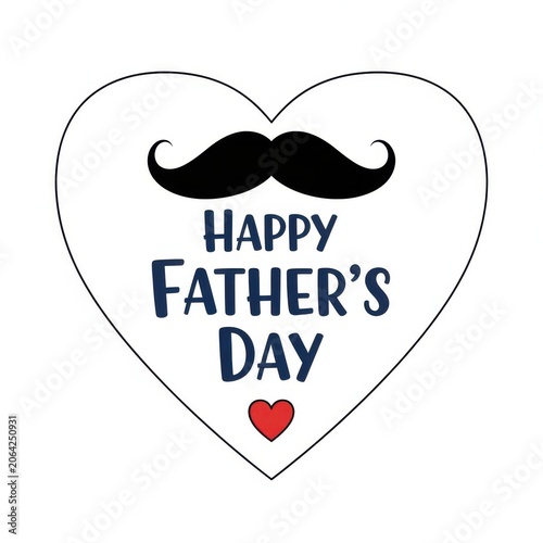 Happy fathers day heart shaped card with mustache