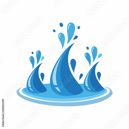 Abstract Blue Water Splashes and Drops