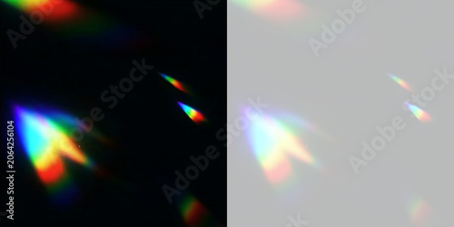 Fotografie Diamond prism png with radiant rainbow rays, glowing refraction effect, lens sparkle and abstract transparent background