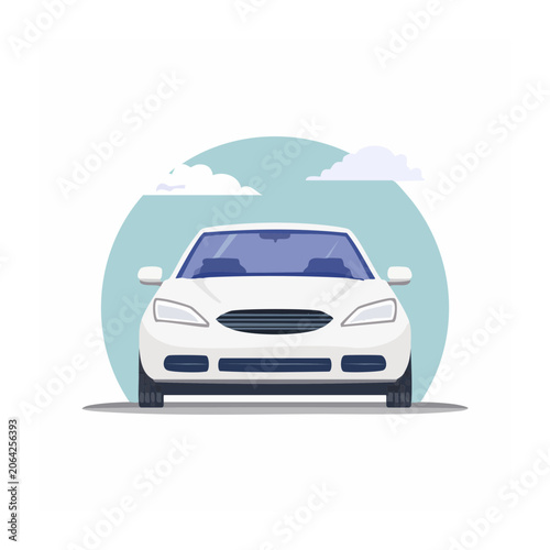 Teal and white 3D car front view