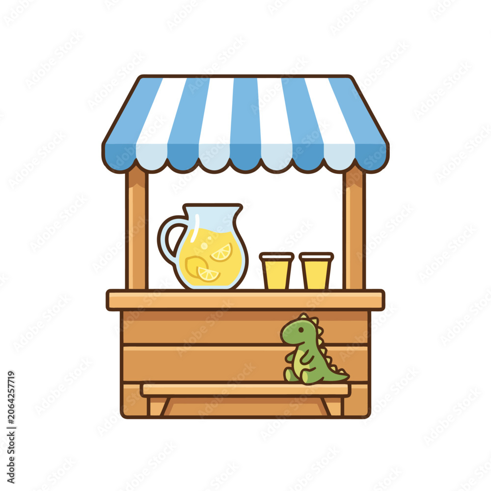 Obraz premium A small wooden stand selling refreshing yellow citrus fruit drinks