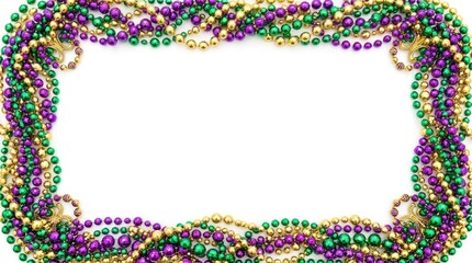 Mardi Gras Beads Border Frame Festive Celebration.