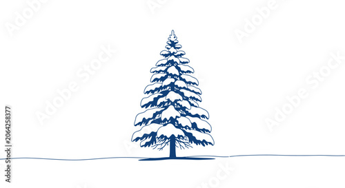 Konstfotografi Snow covered pine tree standing alone.