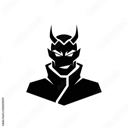 Tablou pe pânză Stylized Devil Icon with Horns - Dark Fantasy Character