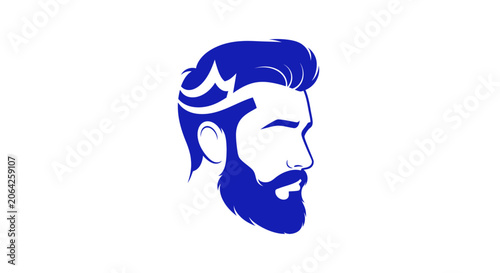 Stylized bearded man profile with crown haircut design