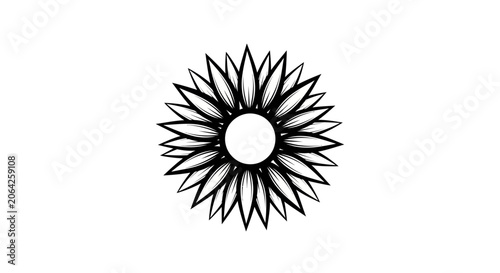 Stylized black and white flower icon on abstract background