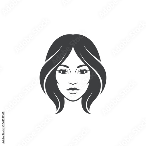 Stylized elegant woman face illustration with flowing hair design