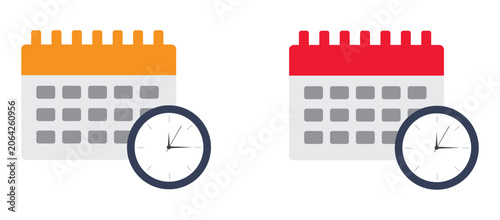 Calendar Schedule and Appointment Reminder Icons Featuring Event Planning, Time Management and Business Organization Symbols Collection