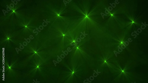 Green glowing starfield background, with shimmering light flares
