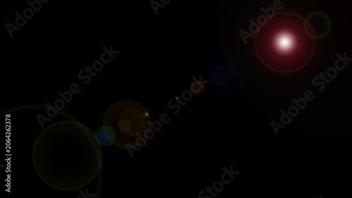 Abstract red lens flare overlay with glowing light leaks on black background