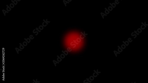Glowing red orb light effect on black background circle