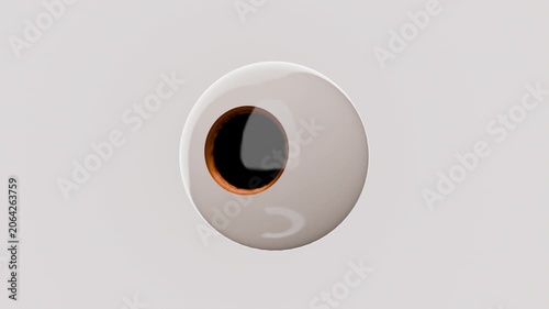 realistic 3d eyeball rotating, on grey background