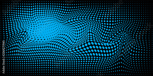 Abstract background. Colorful dynamic stylish wallpaper. Graphic illustration with wavy halftone design.