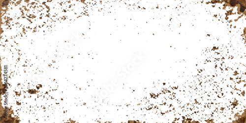 Dirt splatter and grime texture with a vintage feel, isolated on a white background for graphic design element or overlay.