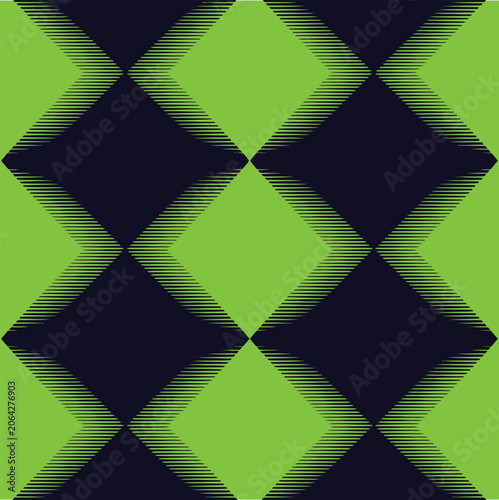Abstract Geometric Diamond Lattice Tee – High Contrast Lime Green and Dark Blue