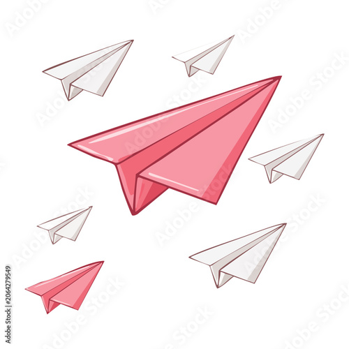 Flat design paper airplanes illustration