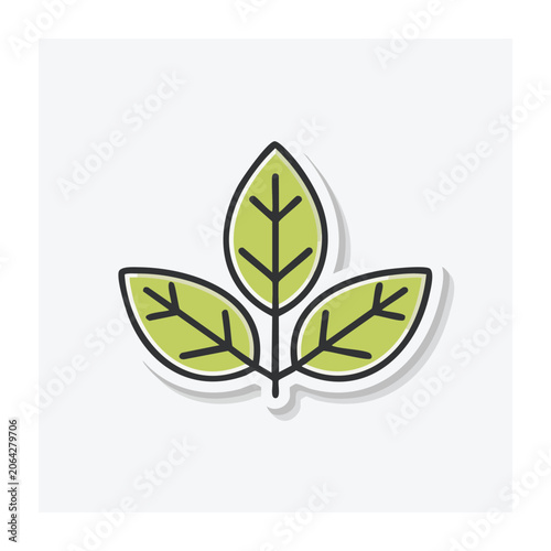 Three green leaves icon in flat design