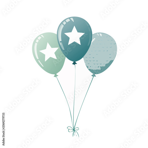 Three teal and mint balloons with star shapes