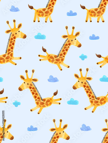Photography Giraffes and Clouds Pattern