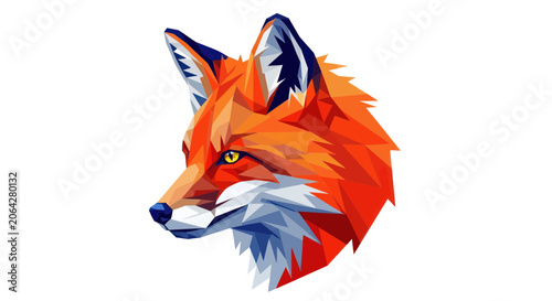 Photos Stylized geometric red fox head portrait with vibrant colors