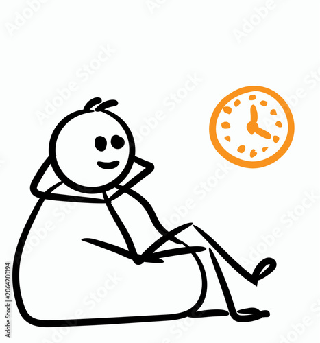 Stick figure cartoon character working on laptop with orange gears, concept of DevOps, software development, technical settings, and process automation
