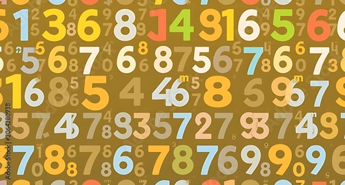 Bright colorful numbers with vibrant digits, playful numeric pattern, educational design for kids, fun learning numbers, digital math symbols, lively educational decor, colorful educational art