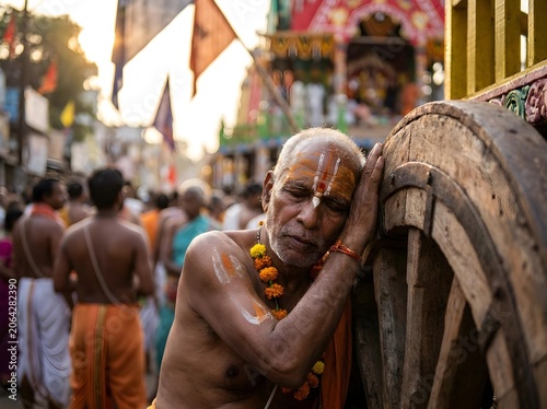 Moment of Spiritual Reflection Amid Sacred Religious Celebration