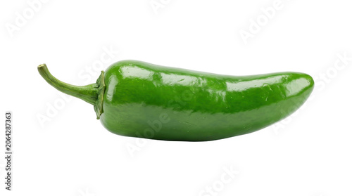 Fresh green jalapeno pepper on white background