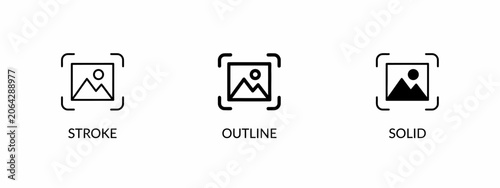 Image Gallery Screenshot Icon Set Editable Stroke Outline and Solid Styles