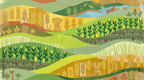 Wavy green yellow landscape texture